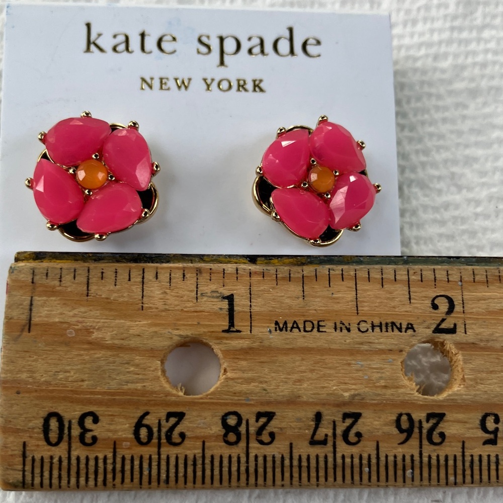 Kate Spade Pink NOC Floral Earrings with Gold Accents - Picture 5 of 5